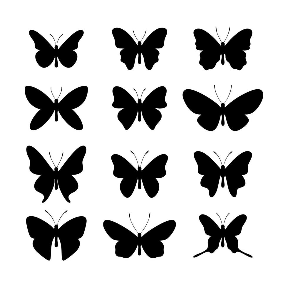 Butterfly bundle element icon. Black and white Illustration vector