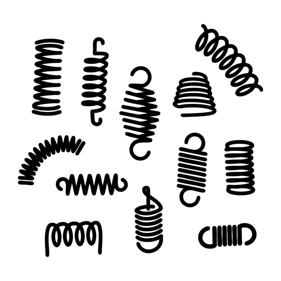 Coil spring silhouettes. Black and white Illustration vector
