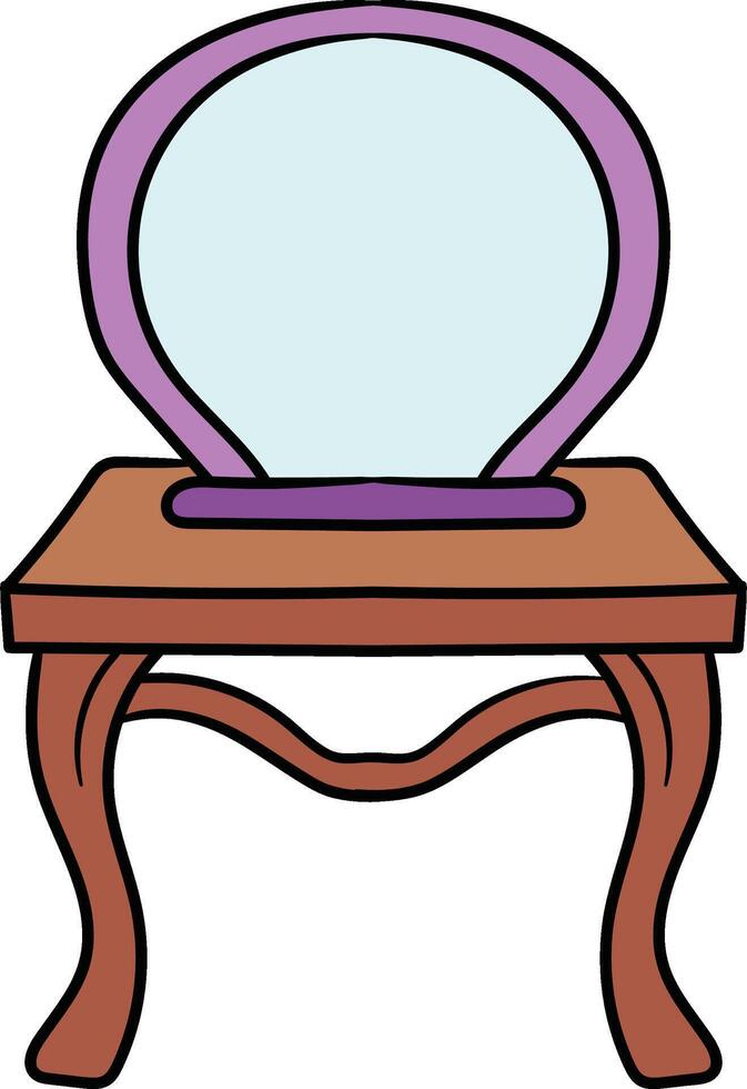 Wooden dressing table with mirror illustration vector