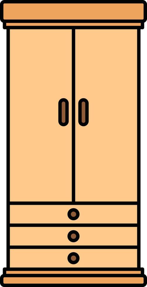 Wooden wardrobe with drawers illustration vector