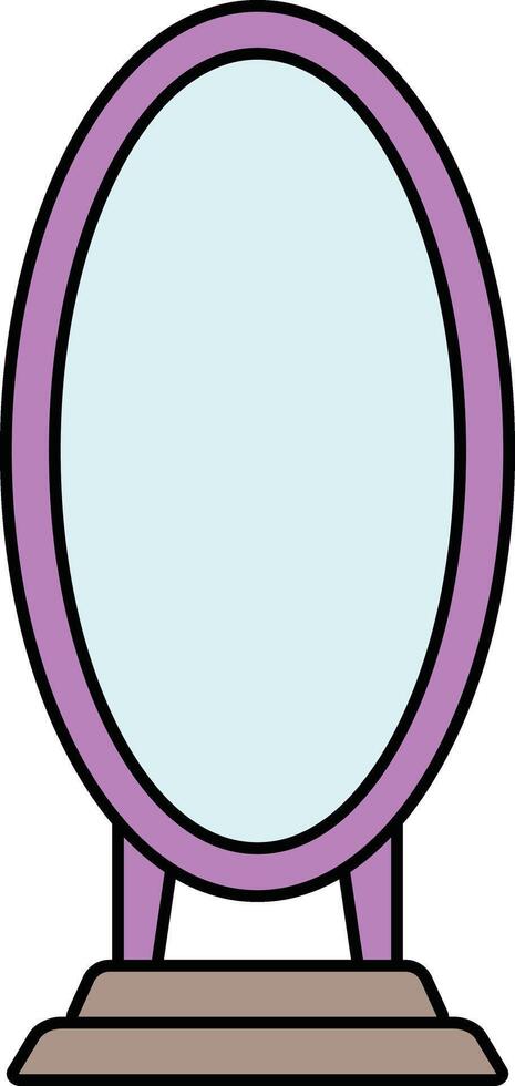 Oval standing mirror with wood base illustration vector