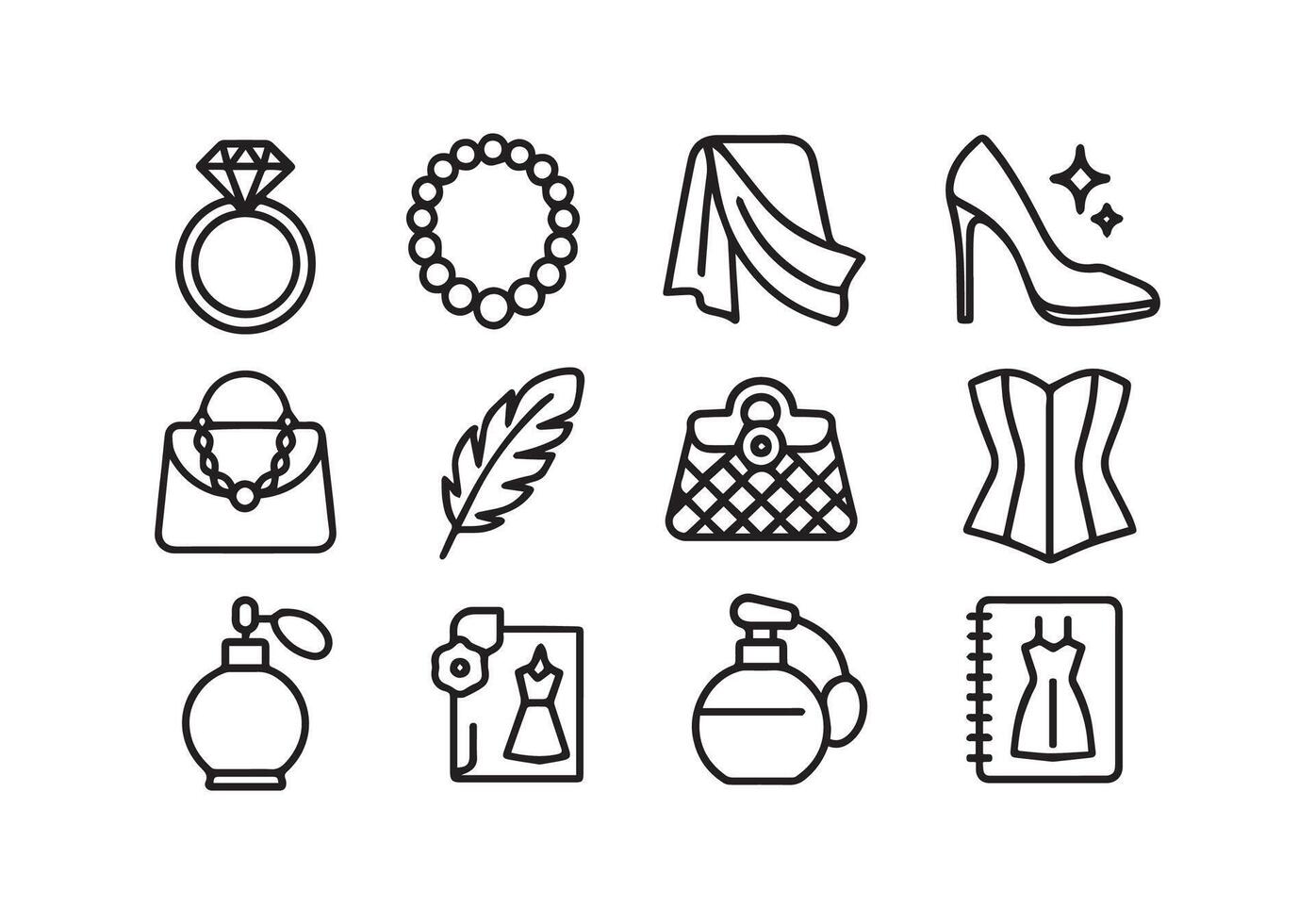 Fashion and Beauty Icons A Stylish Collection for Creative Projects vector