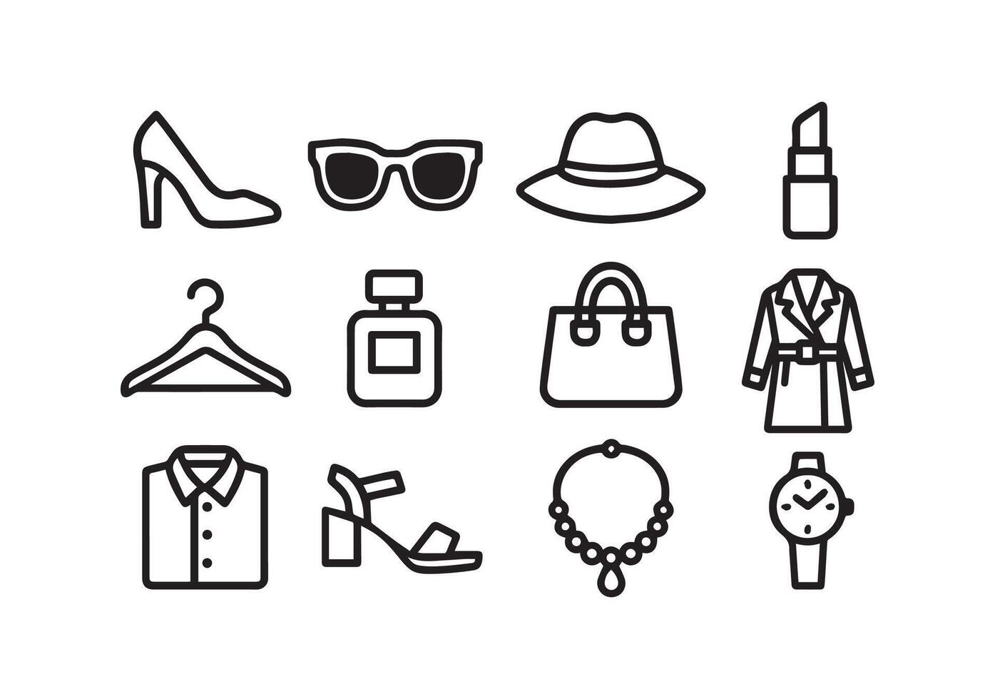Fashion Accessory Icons Collection Trendy Elements and Stylish Items vector