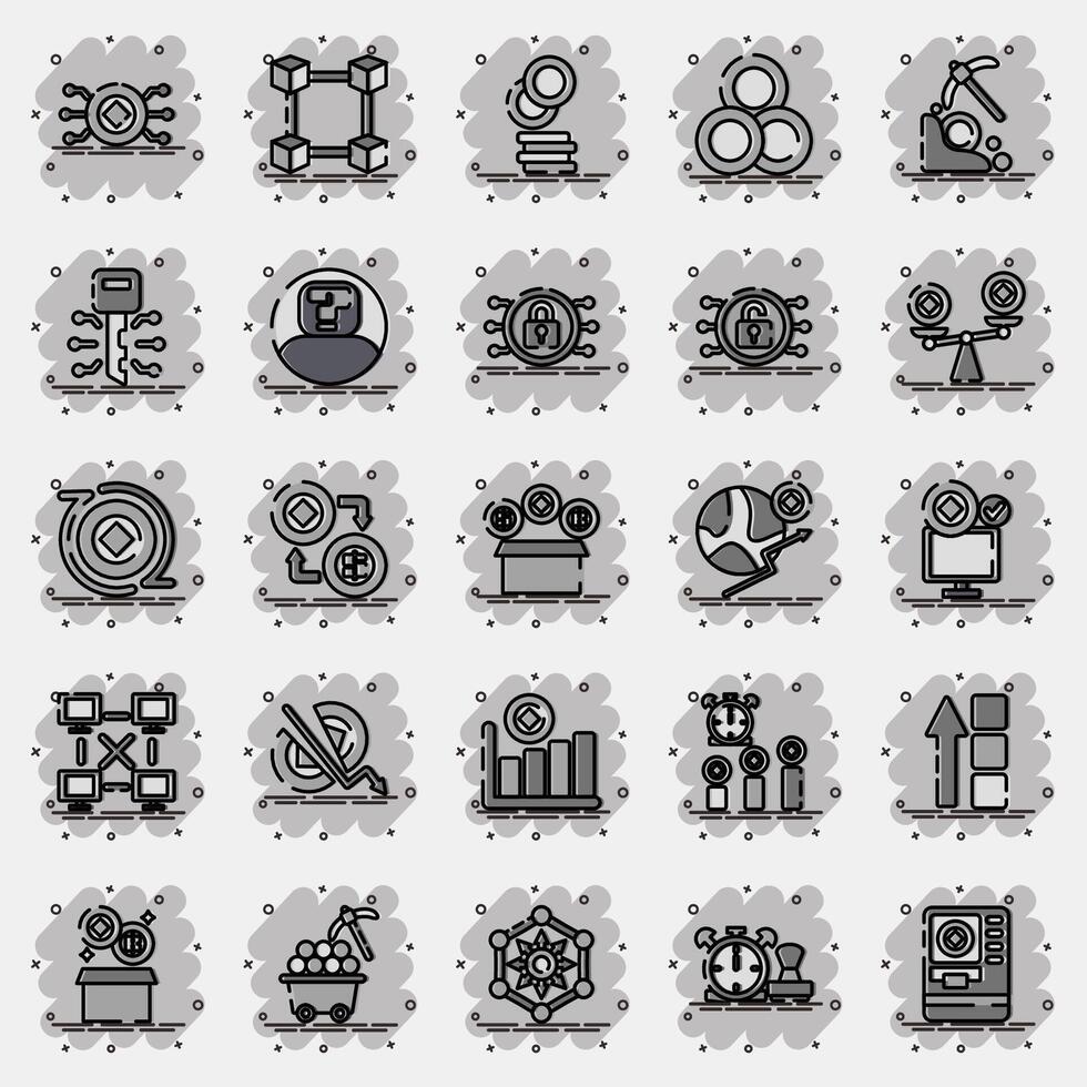 Icon set of crypto. Crypto currency elements. Icon in comic style. vector