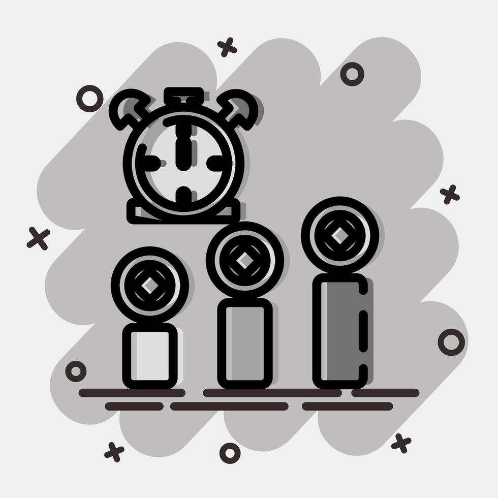 Icon block time. Crypto currency elements. Icon in comic style. vector