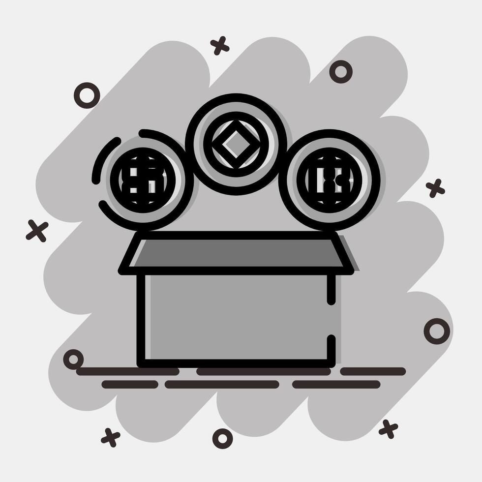 Icon initial coin offering. Crypto currency elements. Icon in comic style. vector