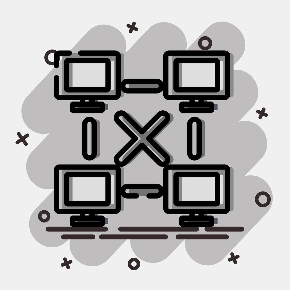 Icon peer to peer. Crypto currency elements. Icon in comic style. vector