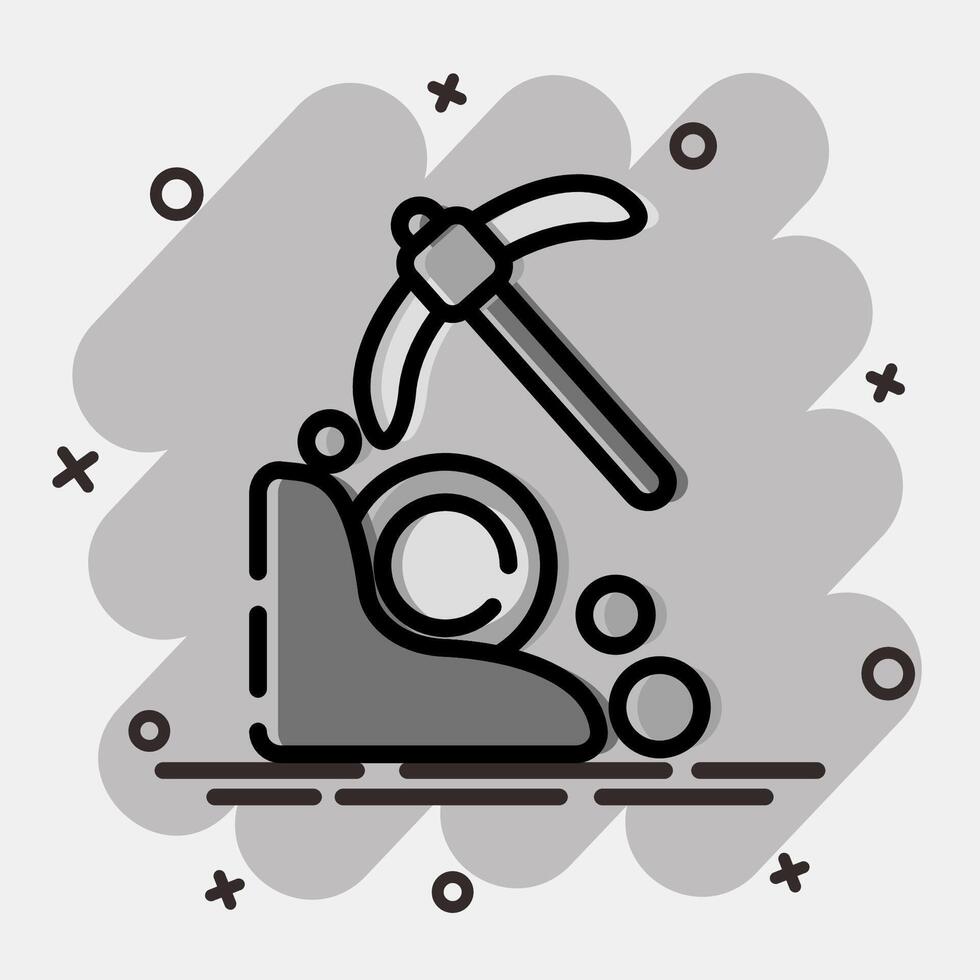 Icon mining. Crypto currency elements. Icon in comic style. vector