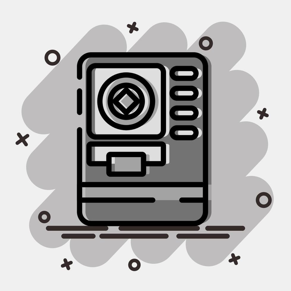 Icon atm crypto. Crypto currency elements. Icon in comic style. vector