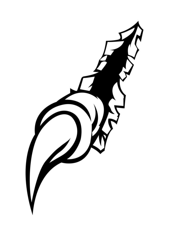 Hand drawn eagle claw fingers. scratch mark hole. Symbol icon logo. vector