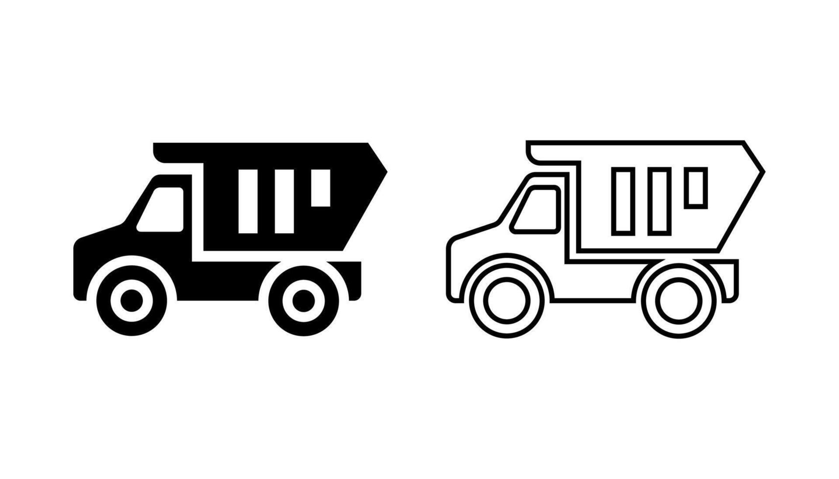 Dump truck icon. black solid and line art icon. vector