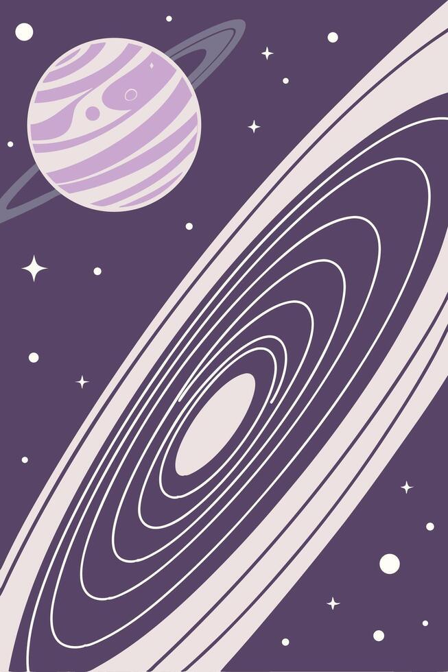 Abstract cosmic swirl background in style, dreamy galaxy colors-purple, navy, and starlight white, circular motion and layered gradients vector