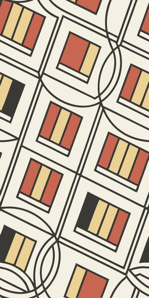 Bauhaus grid design in red, yellow, and black, geometric and clean vector
