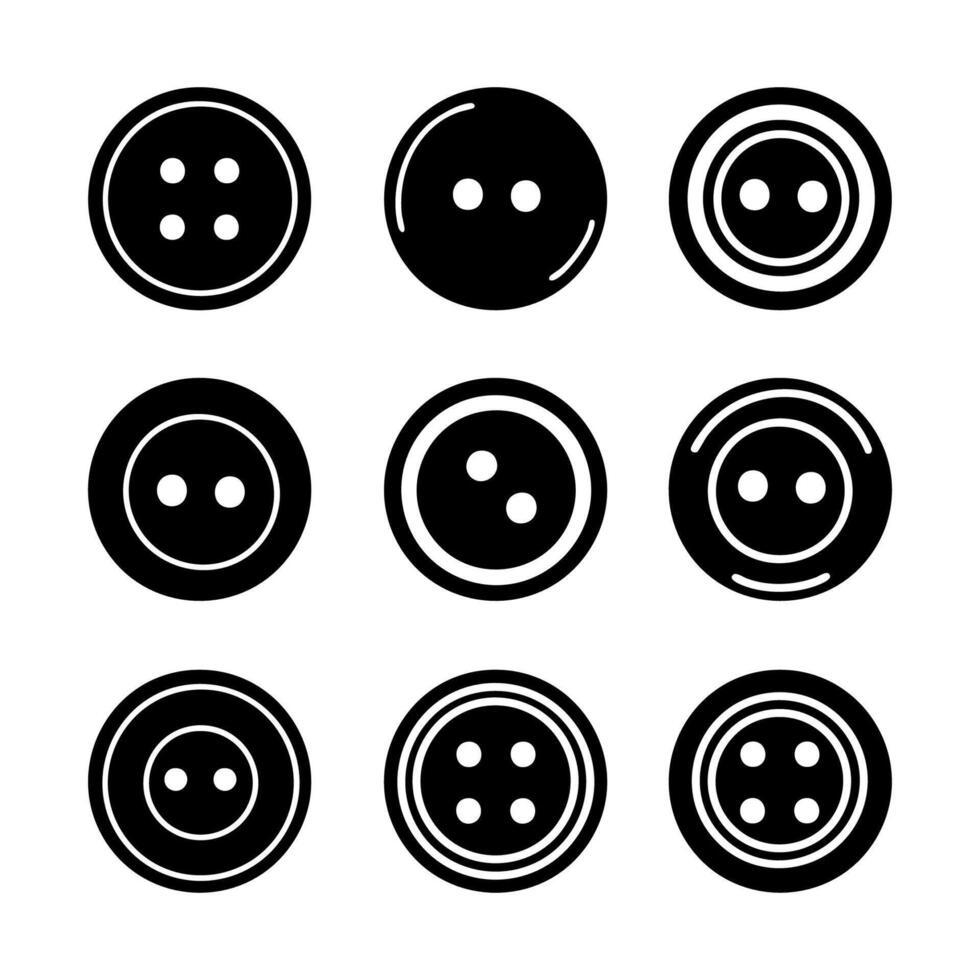 Set of button icon silhouette. Black and white clip art illustration vector