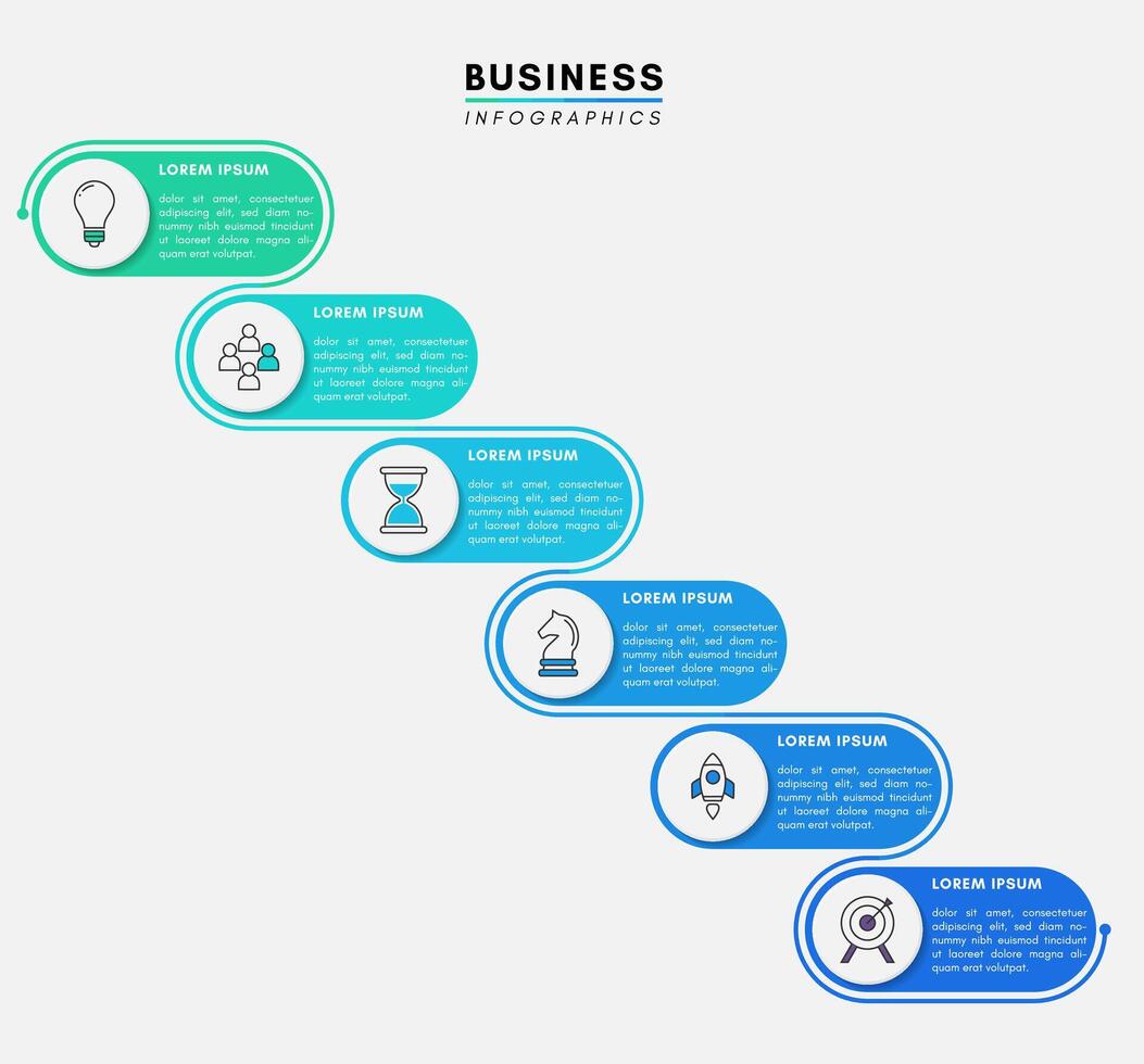 Six-step infographic design template vector