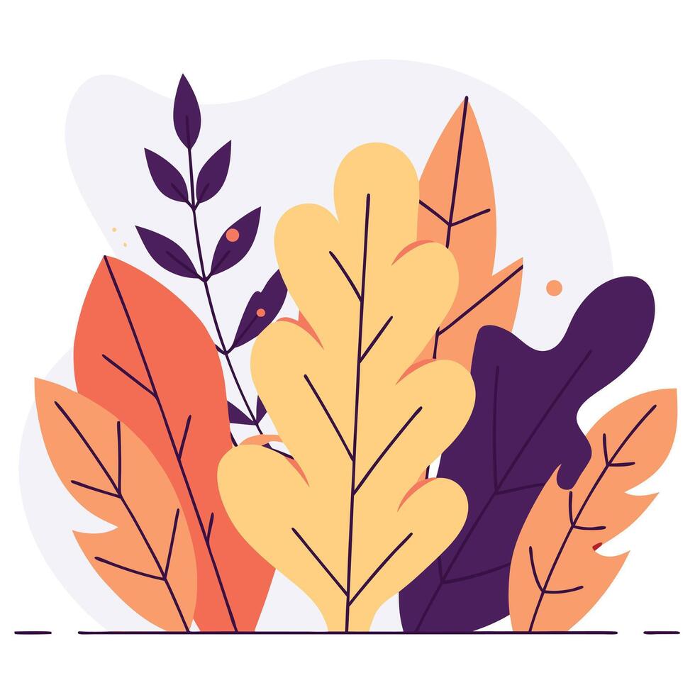 Layered leaves design, rich autumn tones in overlapping flat layers vector