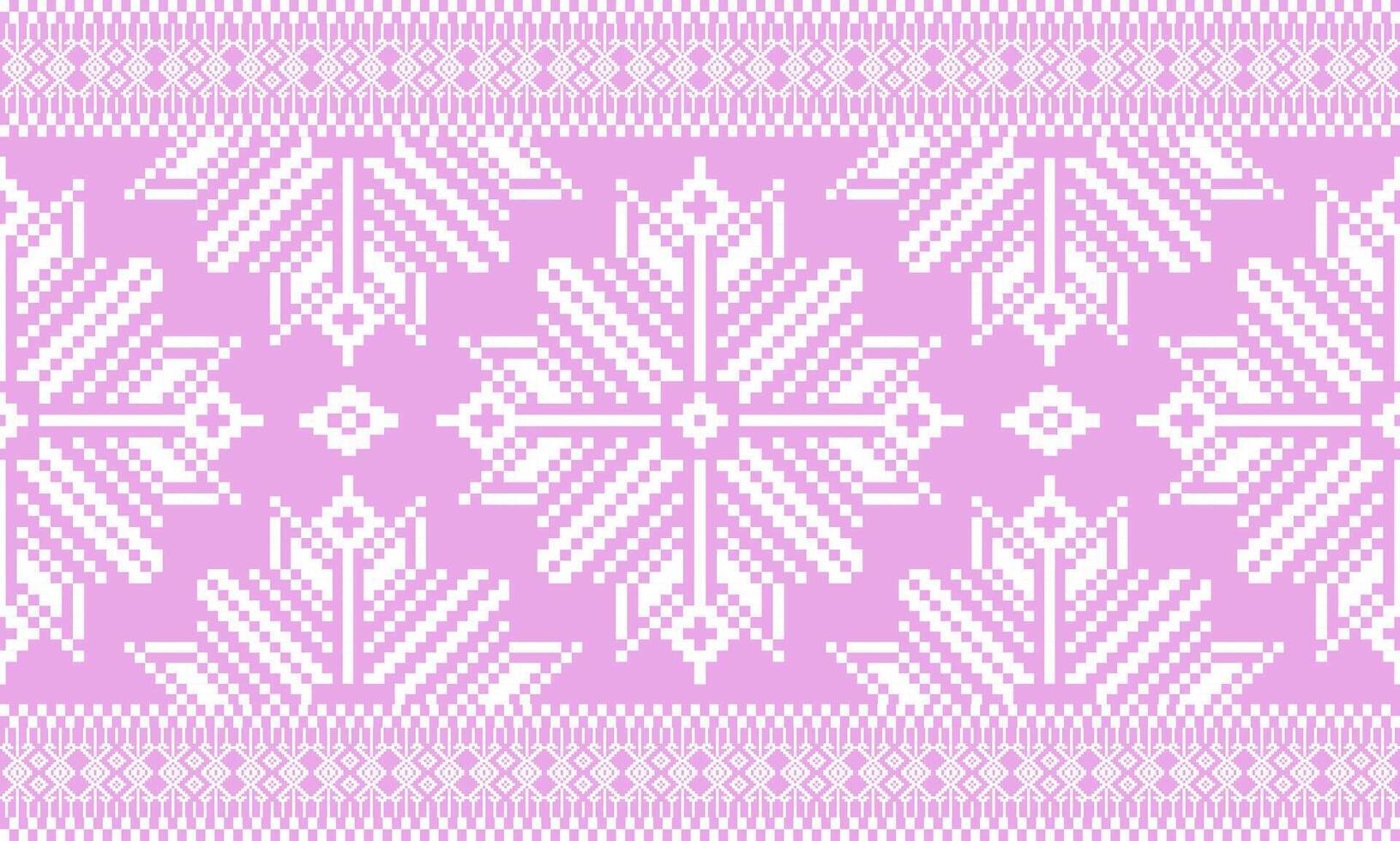 pixel pattern is inspired by Thai art on pink background ,design for fabric or various pattern printing works. vector