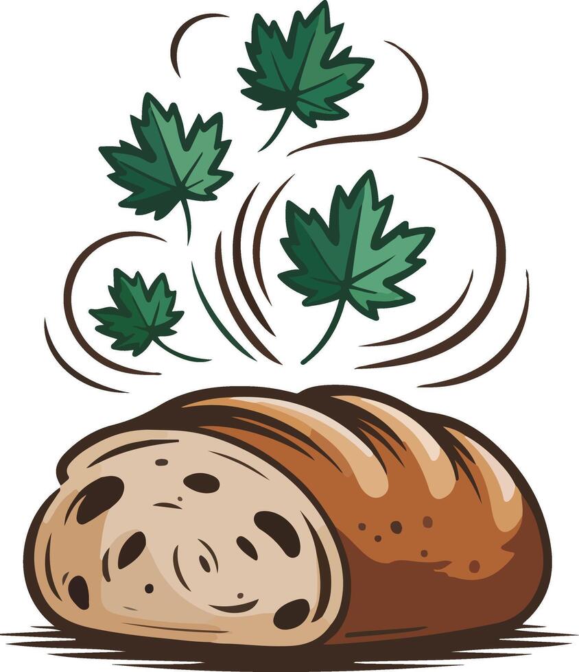 A loaf of bread with maple leaves vector