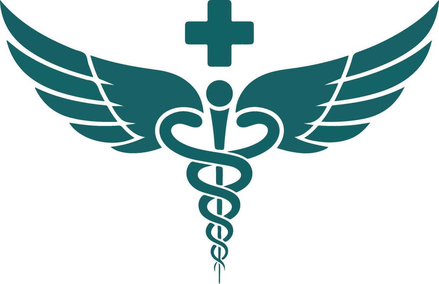 A medical symbol with wings and a cross vector