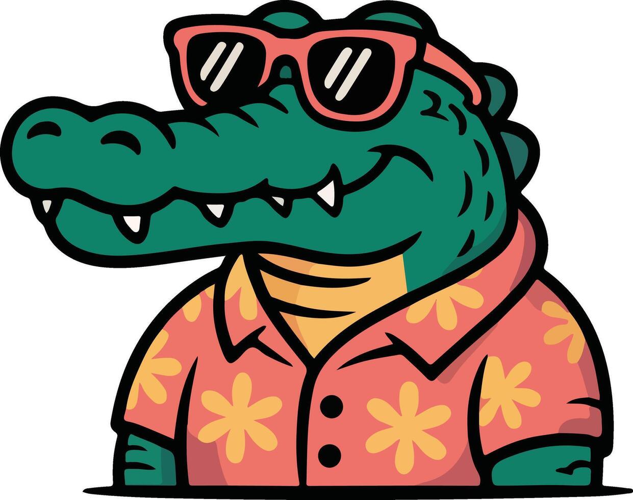 A cartoon alligator wearing sunglasses and a shirt vector