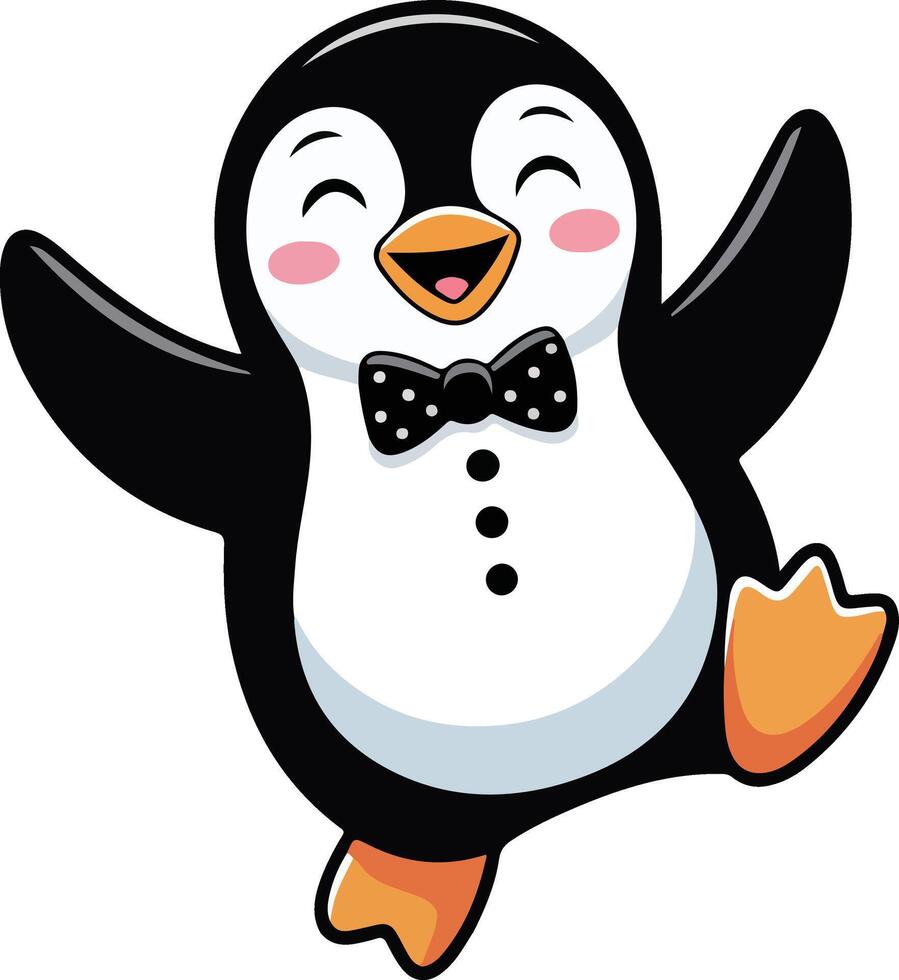 A cartoon penguin wearing a bow tie and dancing vector