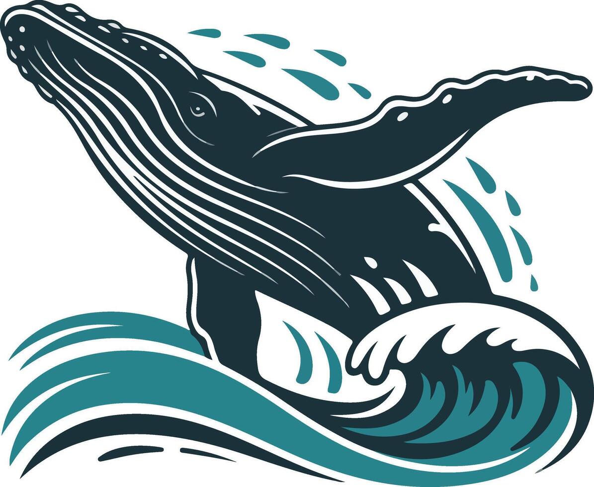 Humpback whale jumping out of the water vector