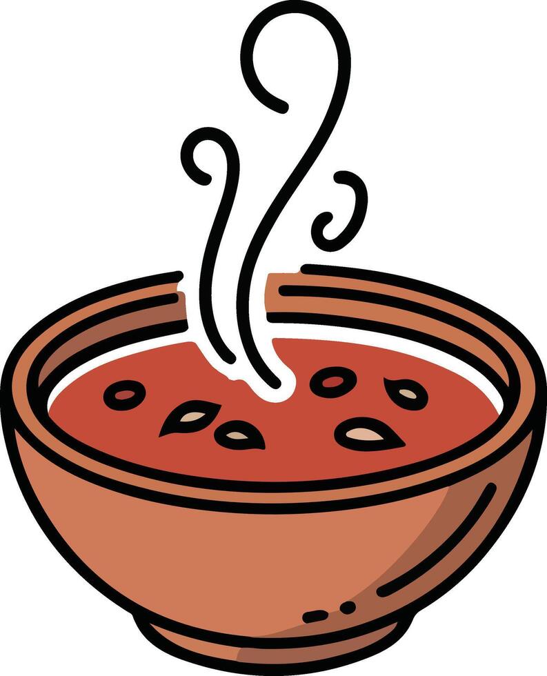 A bowl of soup with steam coming out of it vector