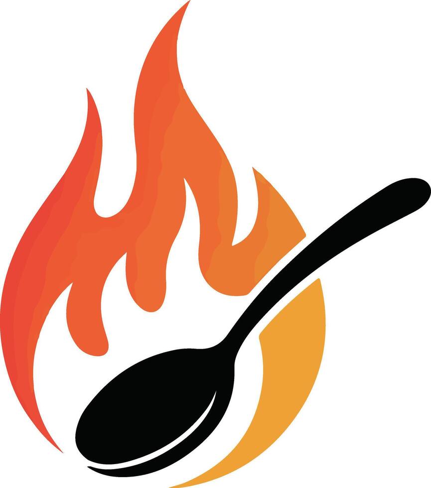A spoon with flames on it and a flame vector