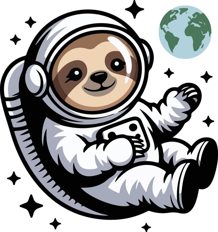A cartoon slotty in space with earth in the background vector