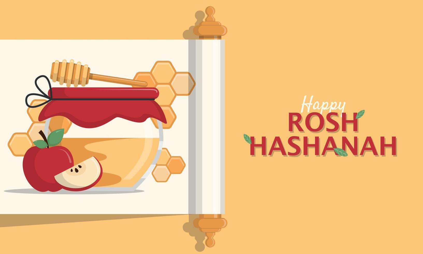 Honey jar and apple for Rosh Hashanah vector