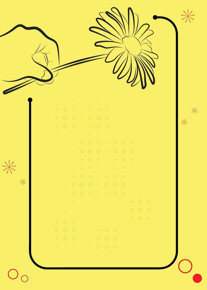 Modern Floral Template with Hand Holding Daisy vector
