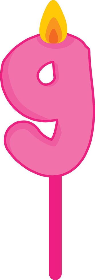 Birthday Cake Candle Topper Number 9 vector