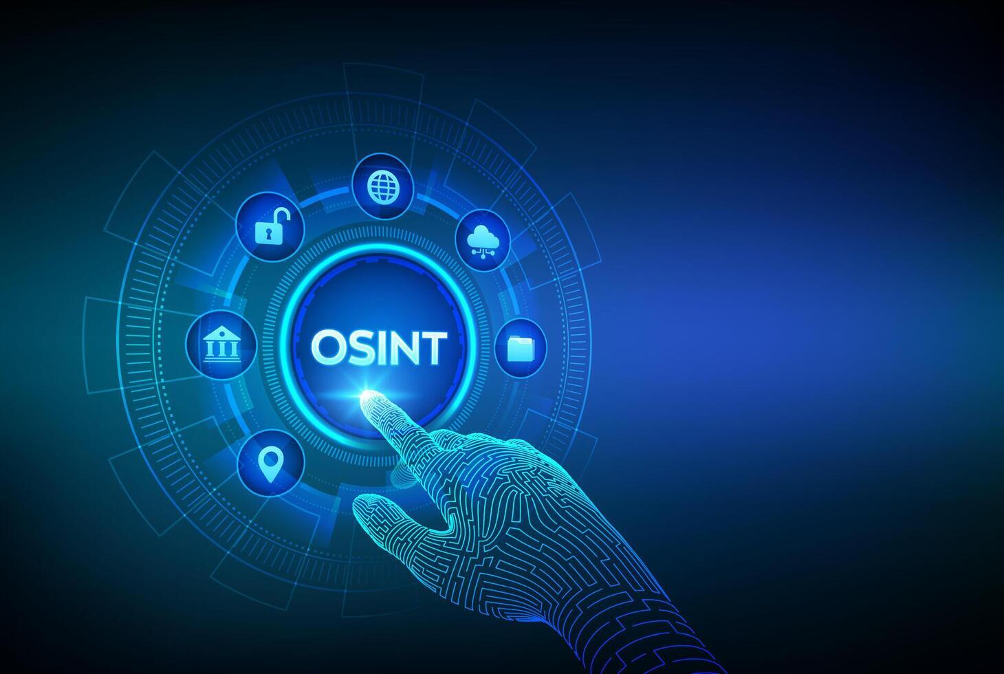 Digital hand pressing OSINT button vector