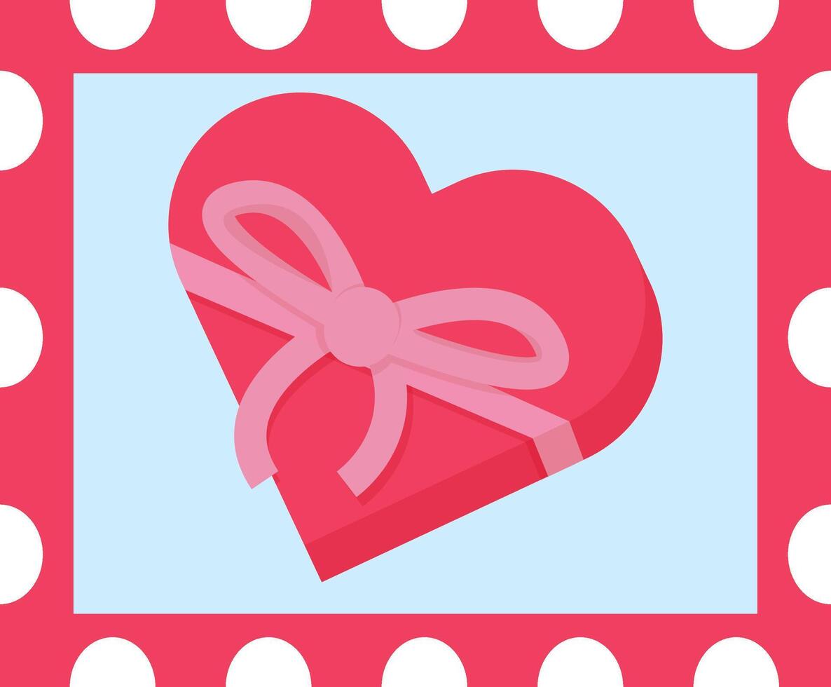 Valentine's Day Ribbon Heart Stamp vector