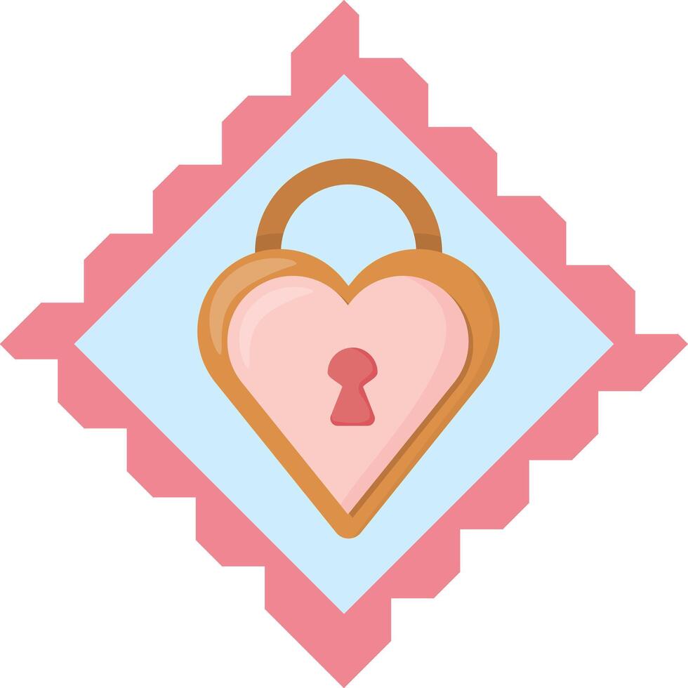 Valentine's Day Heart Lock Stamp vector