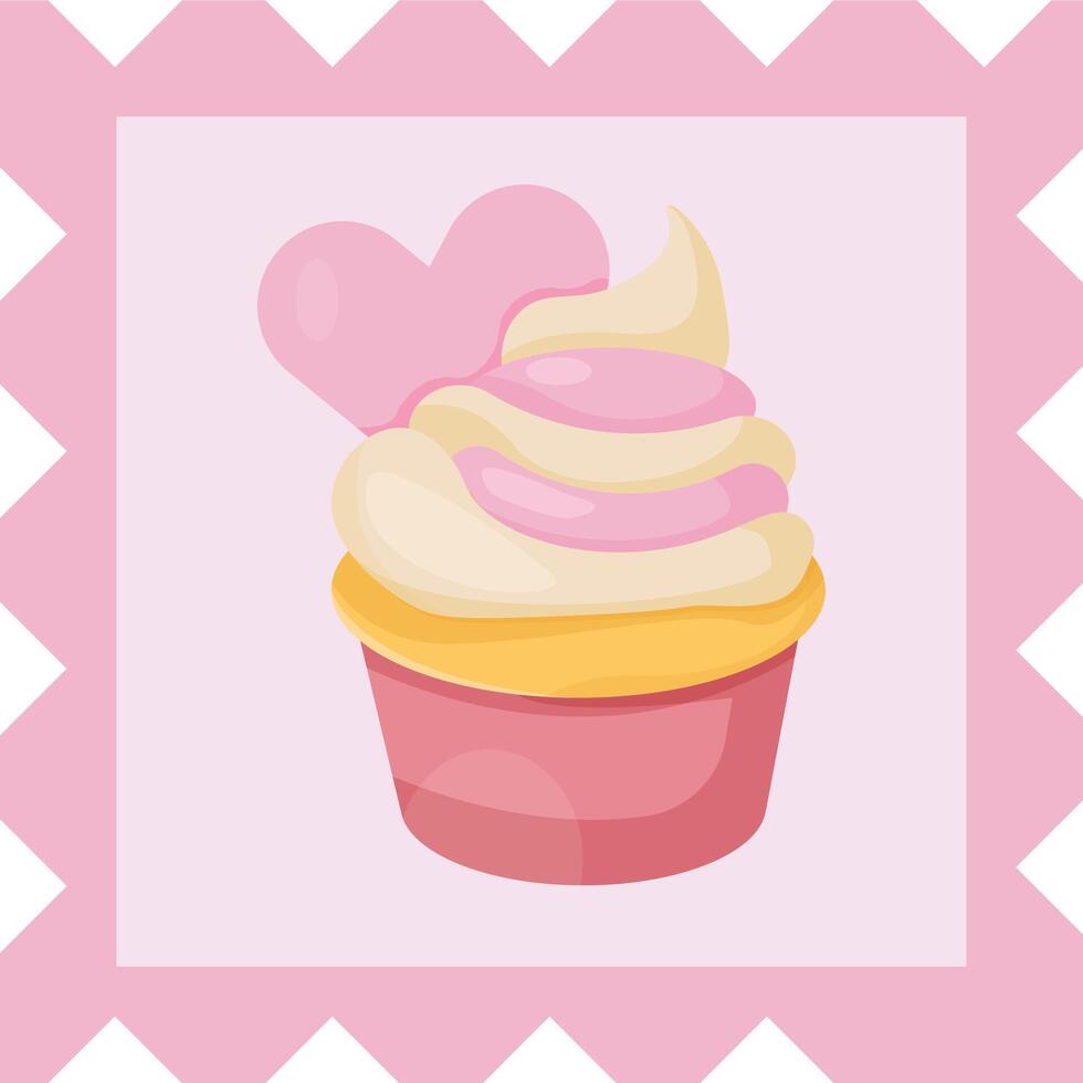 Valentine's Day Cupcake Stamp vector