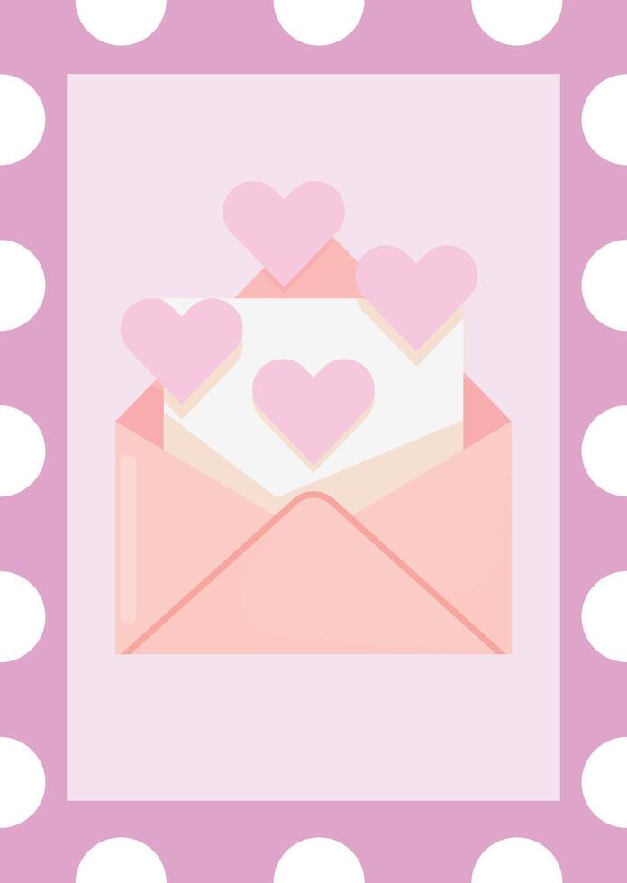 Valentine's Day Heart Design Envelope Stamp vector