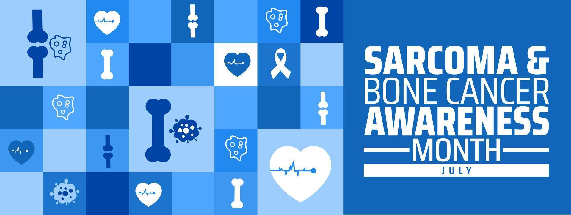 Sarcoma and Bone Cancer Awareness Month Geometric shape pattern background banner or poster design template. observed every year in July. Holiday concept. Use to any Template, card, poster, placard. vector