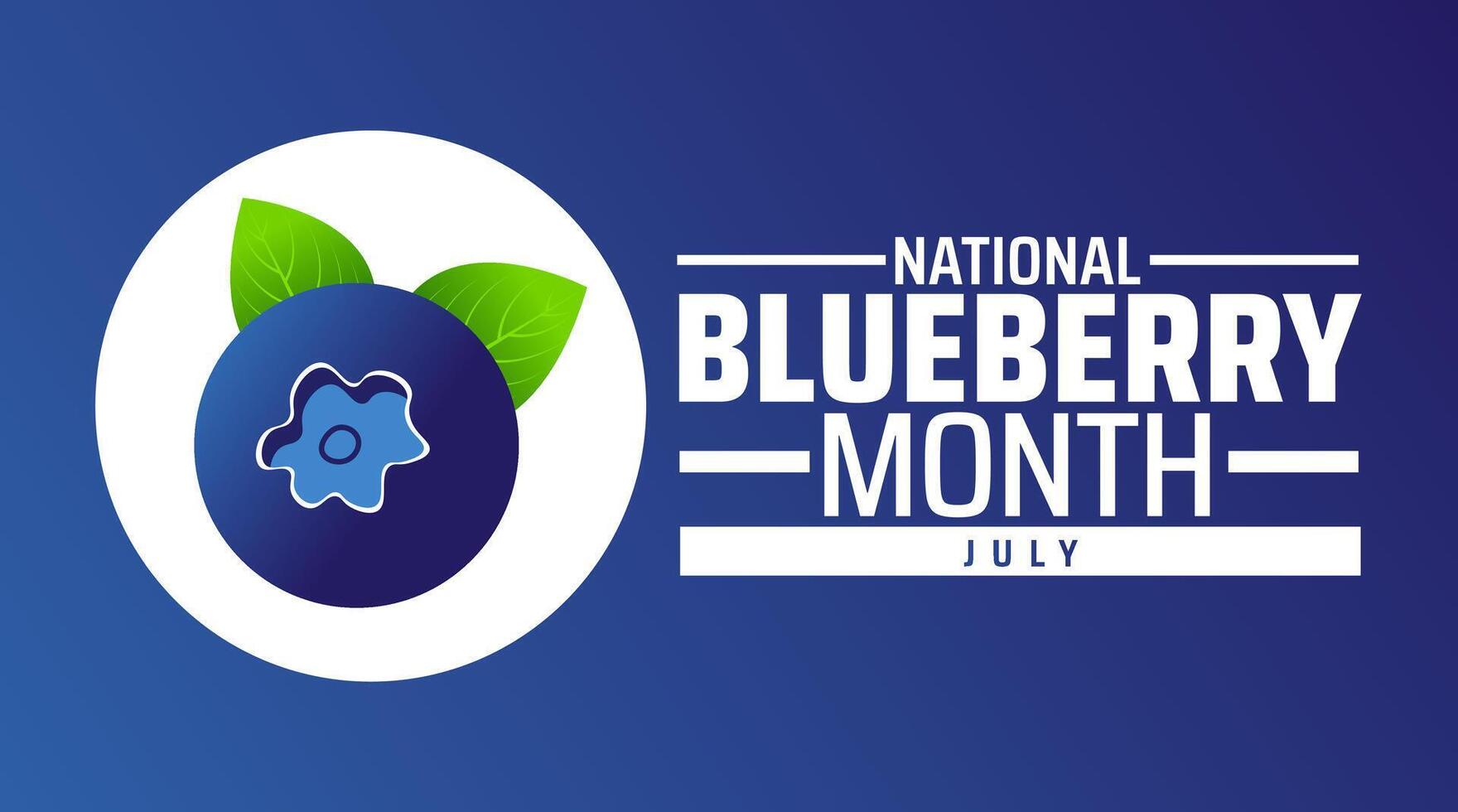 National Blueberry Month background banner or poster design template. observed every year in july. Holiday concept. Use to any Template, card, poster, placard, template. vector