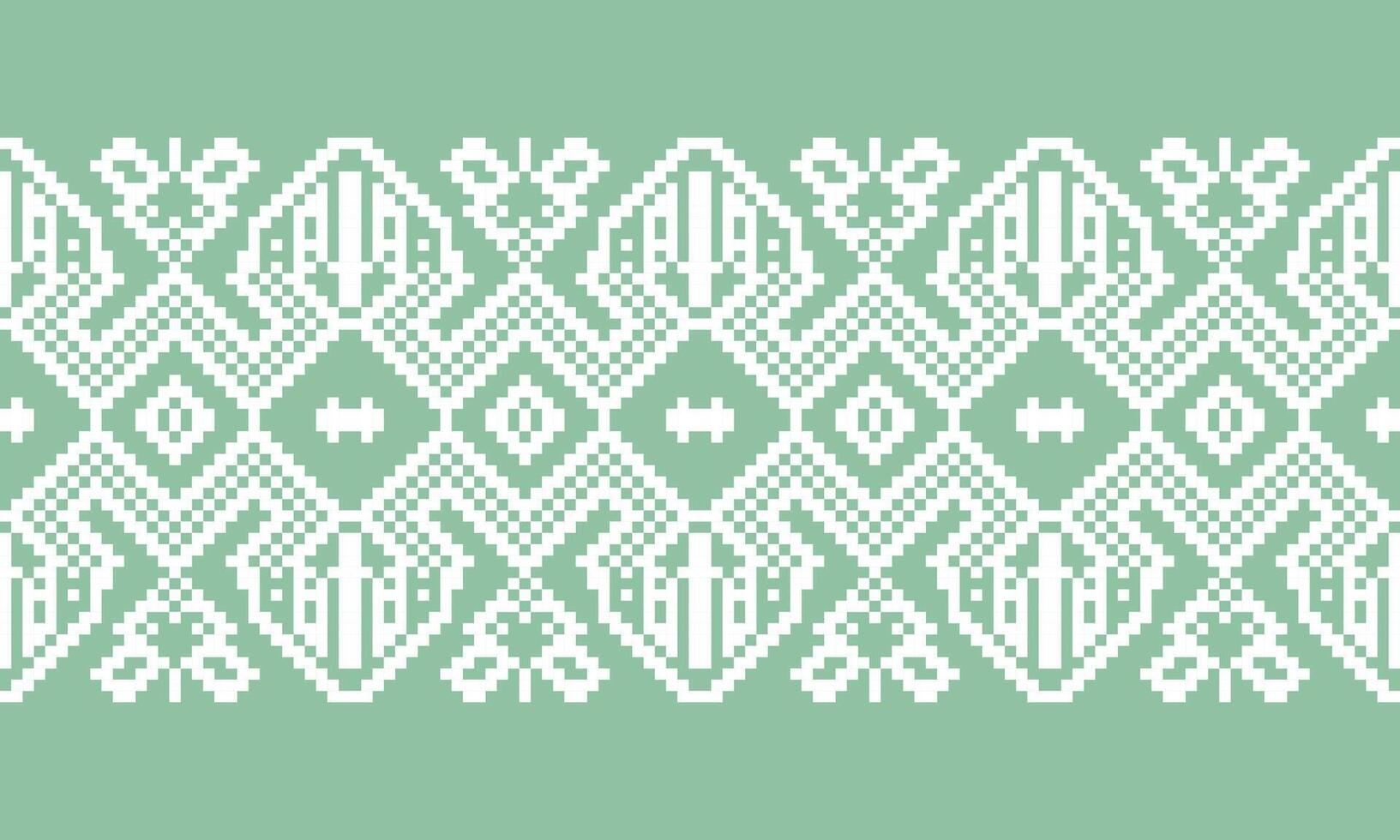 A seamless pixel pattern on green background ,design for fabric or various pattern printing works. vector