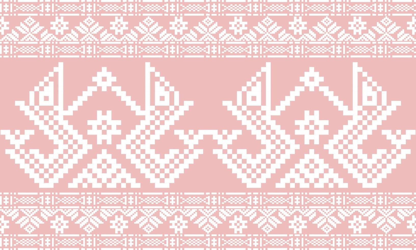 pattern blends Thai cultural elements with pixelated aesthetics. ,design for fabric or various pattern printing works. vector