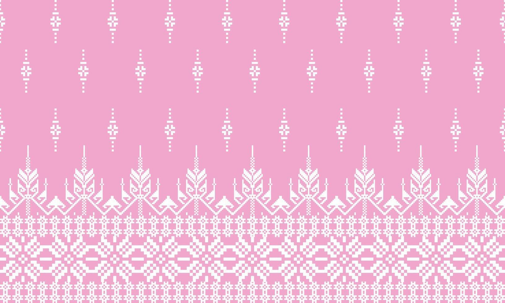 A repeating pixel-based design featuring geometric Thai elements ,design for fabric or various pattern printing works. vector