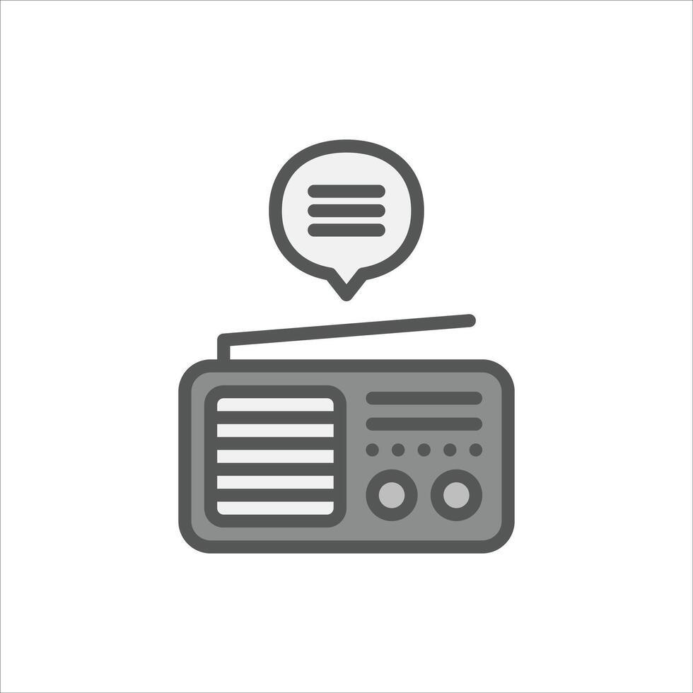 radio news filled outline icon. journalism color line illustration. vector