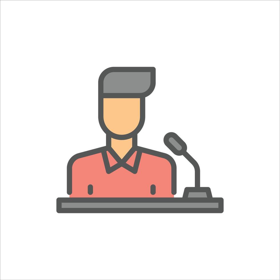 press conference filled outline icon. speech color line illustration. vector