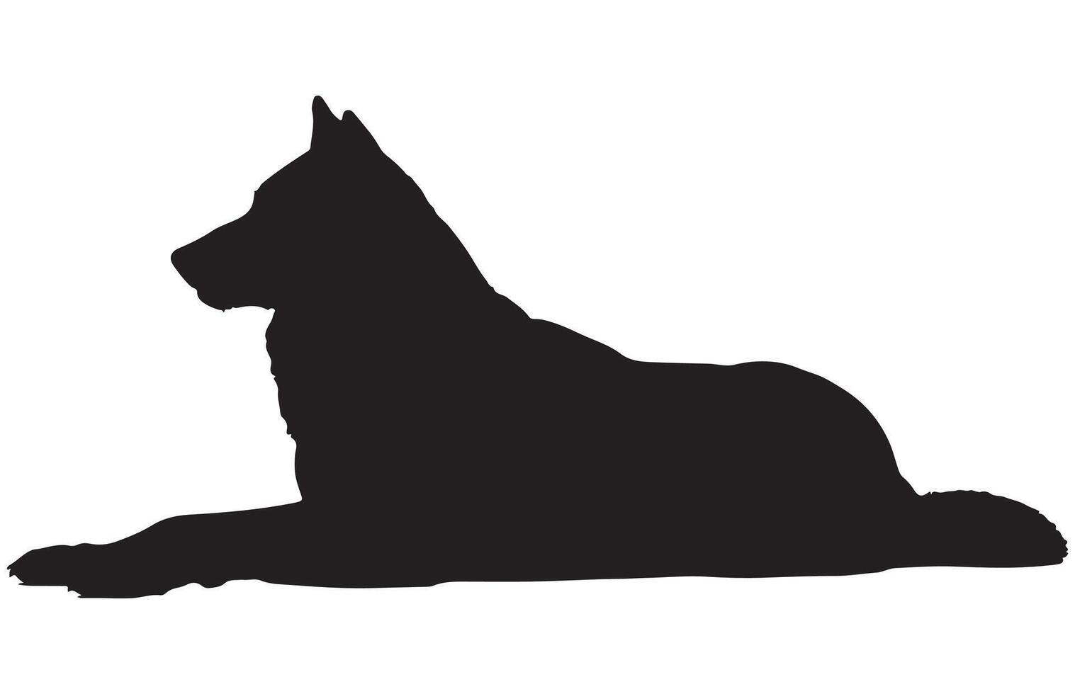 Black silhouette of a lying dog or wolf. vector