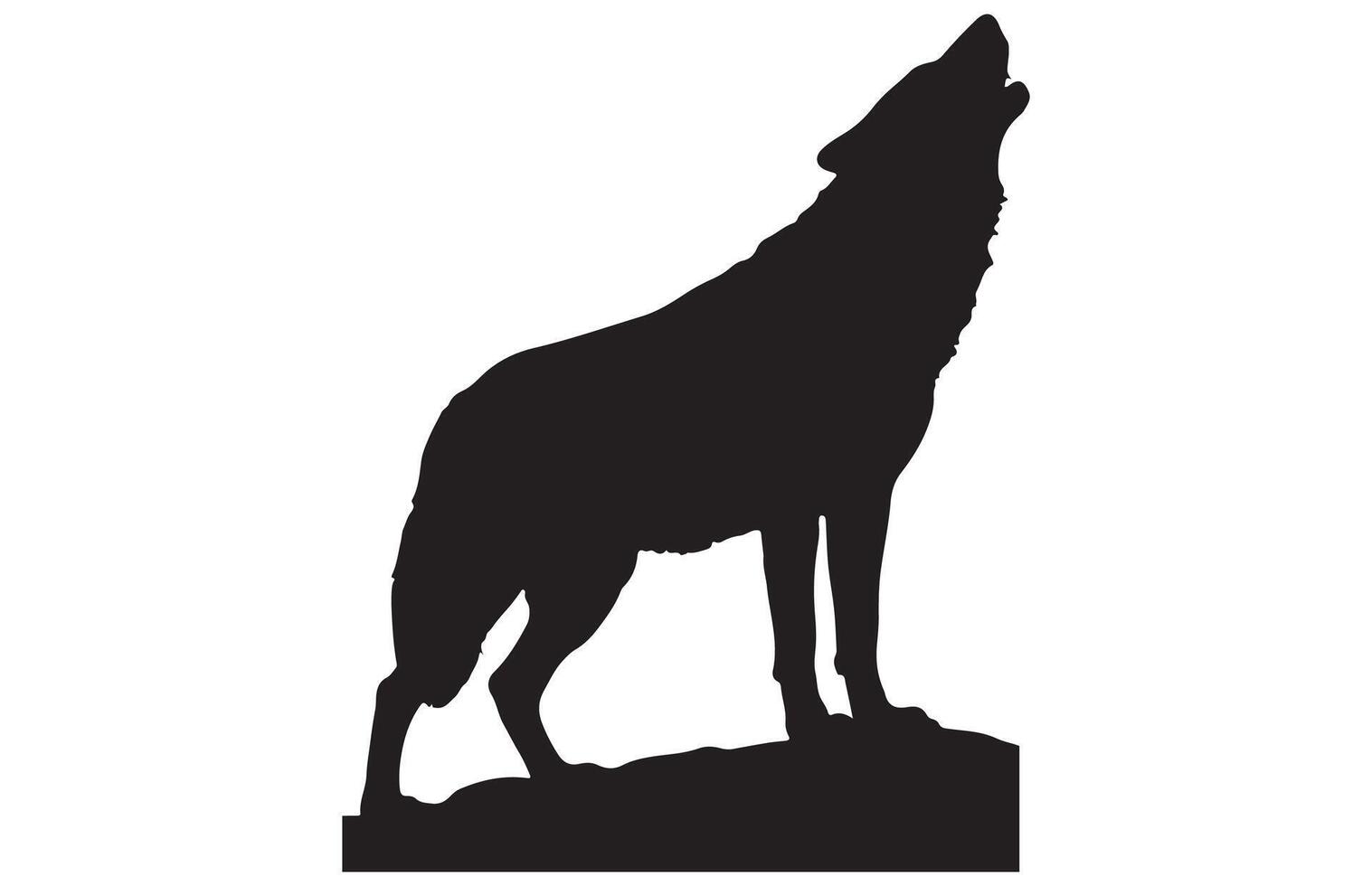 Howling Wolf Silhouette on Rock vector
