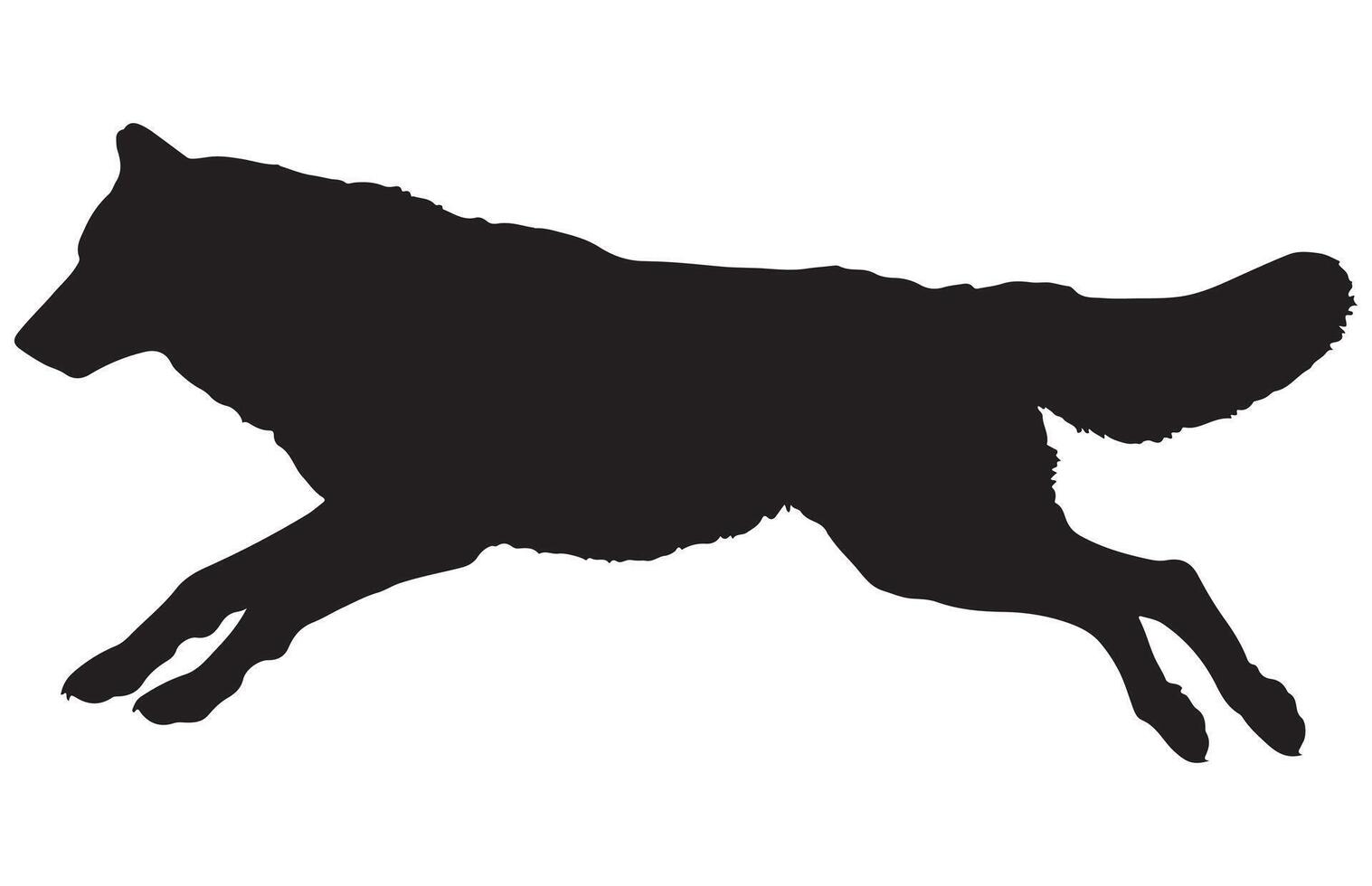 Black silhouette of a running wolf. vector