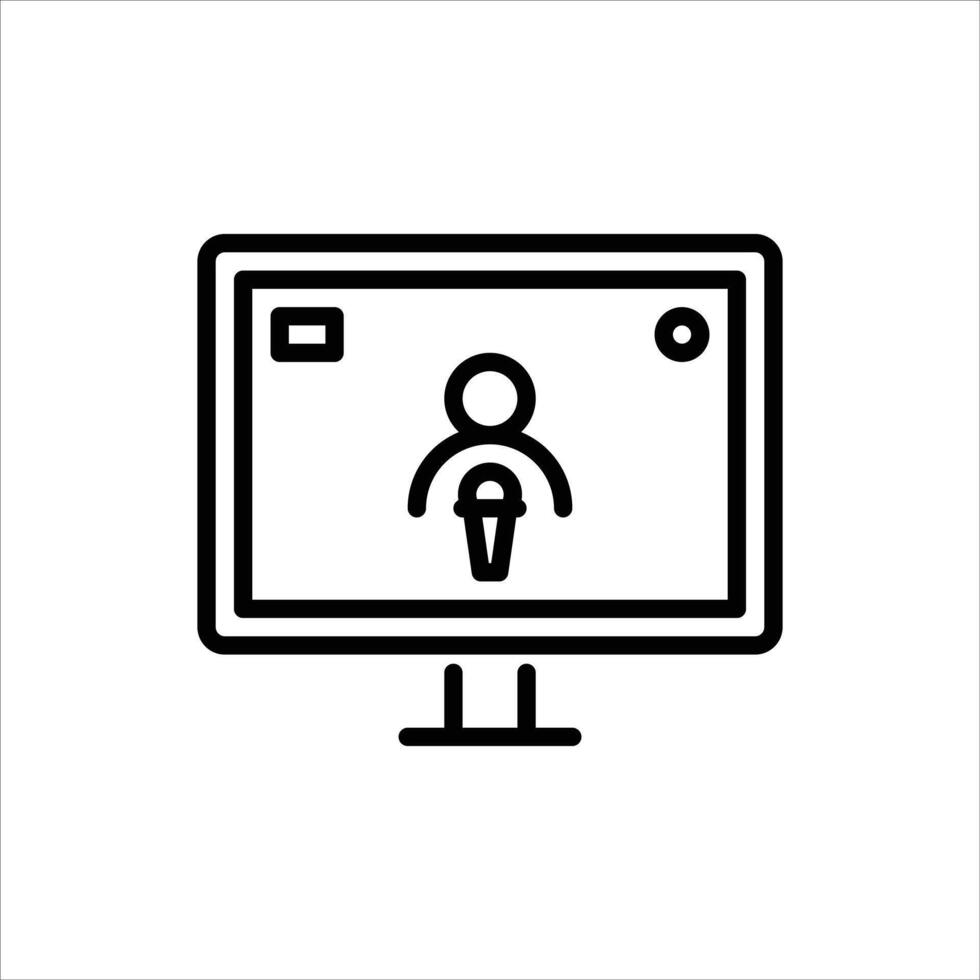 TV news outline icon. reporter black line illustration. vector