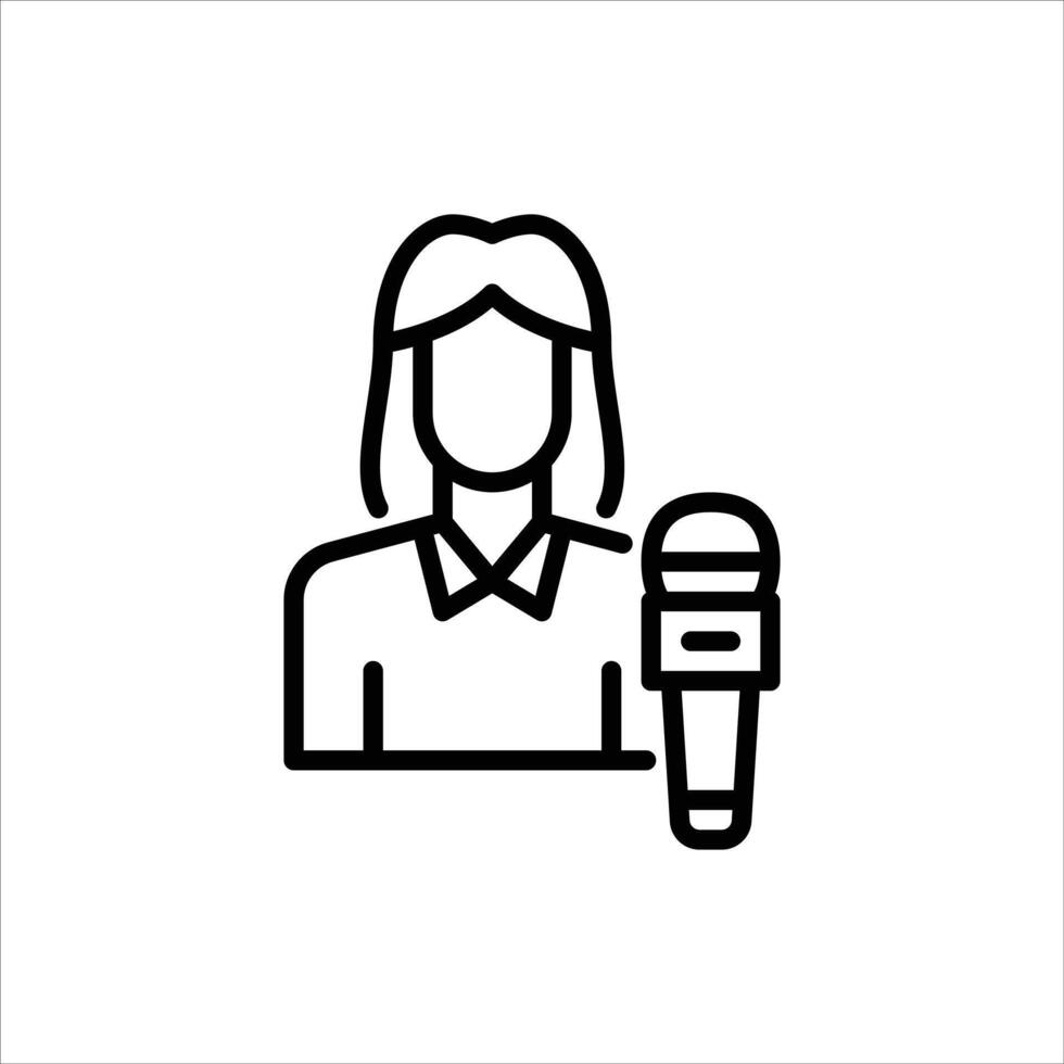 female journalist outline icon. journalist avatar black line illustration. vector