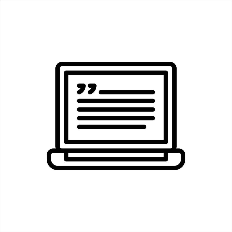 typing outline icon. laptop black line illustration. vector